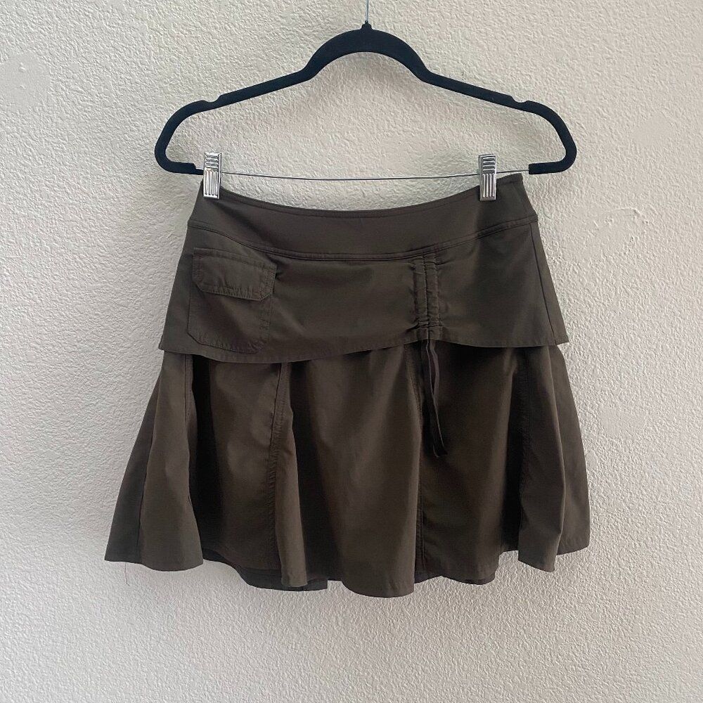Athleta Midi Skort Athletic Athleisure Tennis Size 2 Green Brown Lined 219056